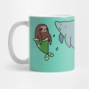 Dolphin and Mermaid Sloth Mug